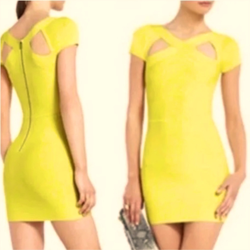 BCBGMAXAZRIA Yellow Bandage Dress - XS